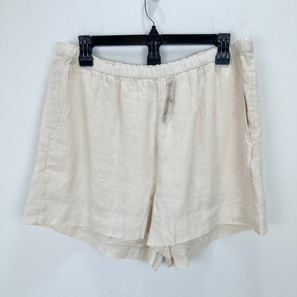 J.Crew 3" Stratus Short Linen Natural Beige Relaxed Pull On Casual Medium NWT - Picture 4 of 10